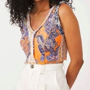 Free People Izabella Cropped Tank Top size medium